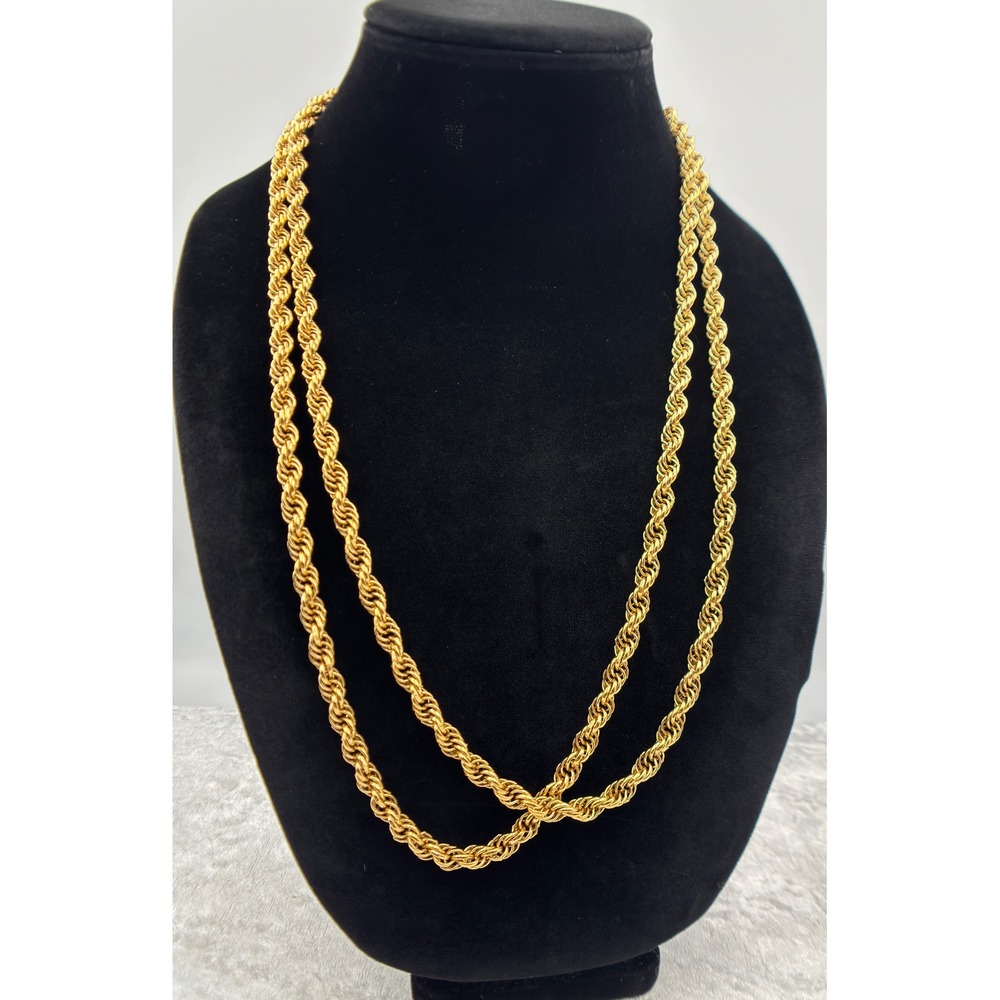 Vintage Monet‎ Gold Rope Chain Necklace Double Strand Designer Jewelry Elegant